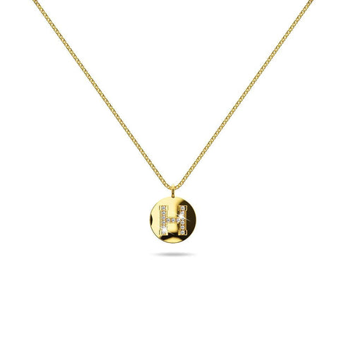 Solid 925 Sterling Silver Initial Alphabet Personalised Disc Necklace